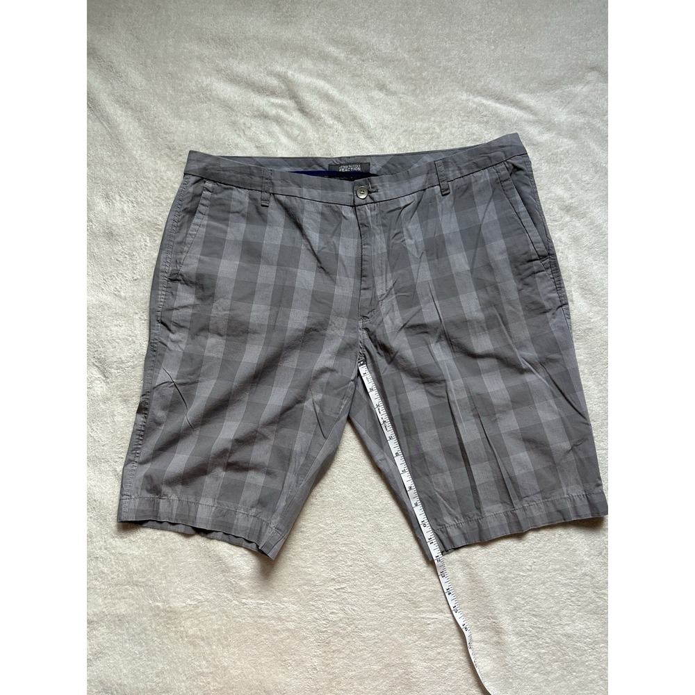 KENNETH COLE REACTION Gray Plaid Bermuda Golf Y2k Shorts Mens Size 38